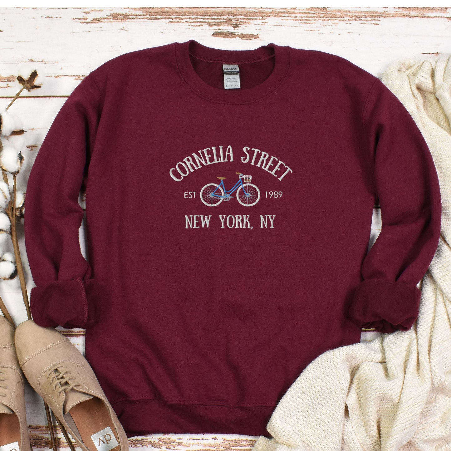 Cornelia Street Bicycle Embroidered Sweatshirt