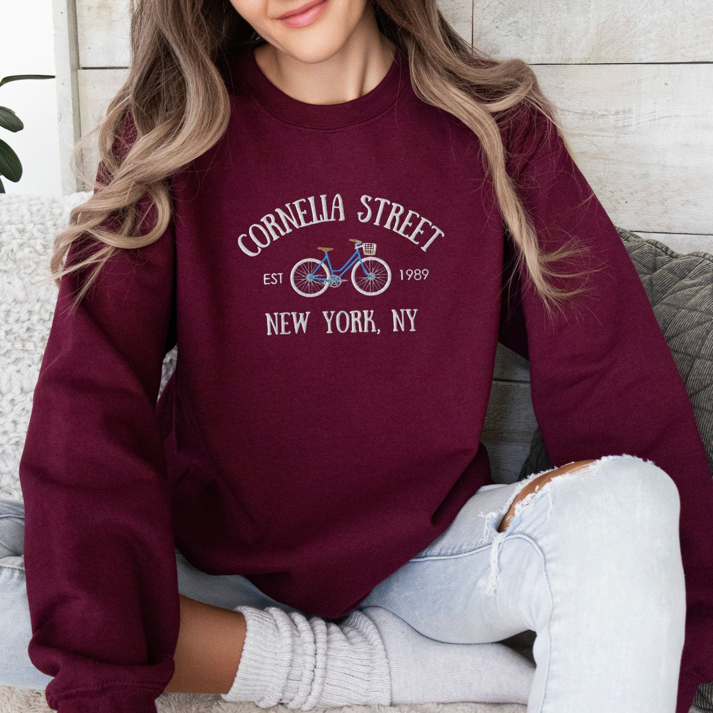 Cornelia Street Bicycle Embroidered Sweatshirt