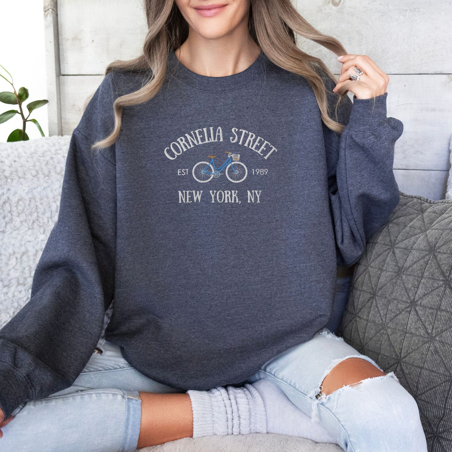 Cornelia Street Bicycle Embroidered Sweatshirt