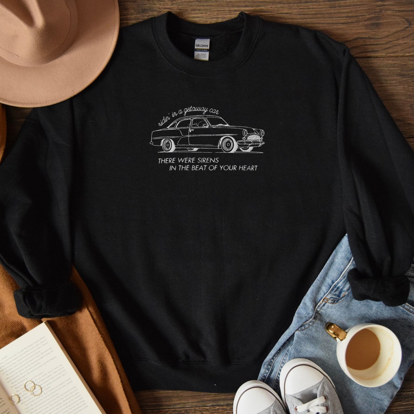 Ridin' In A Getaway Car Embroidered Sweatshirt