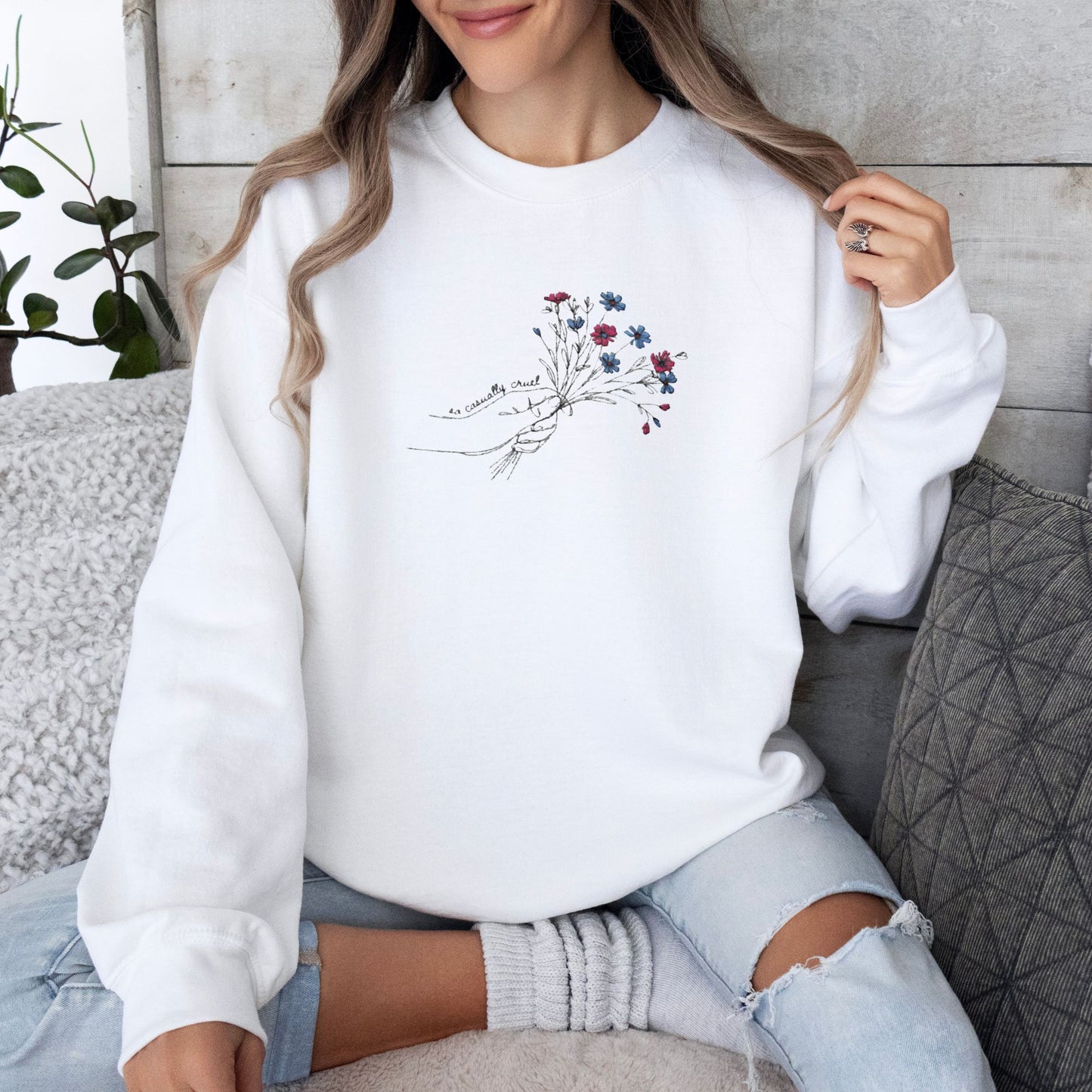 So Casually Cruel Embroidered Sweatshirt